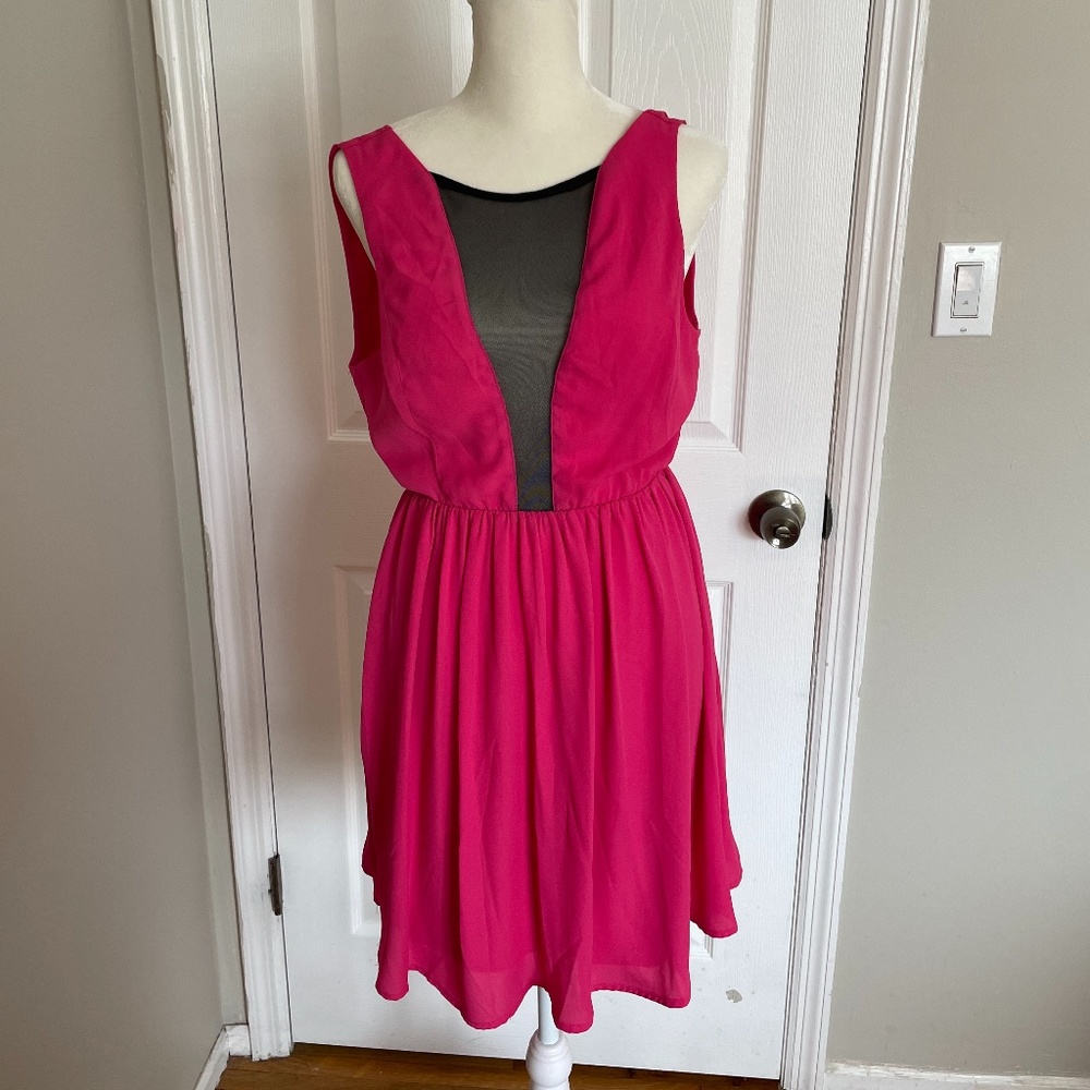 Moonlight Pink & black mesh dress